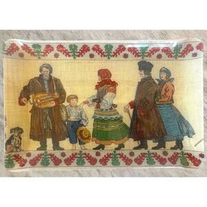 Rare Vintage Pierre Frey "Tissu Assorti" Acrylic Folk Tray 15" x 10" Made France